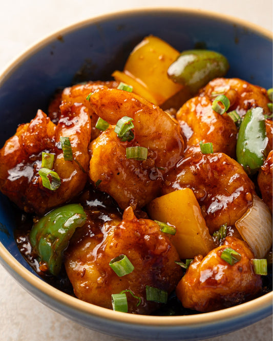 Sichuan Prawns, Mixed Mushrooms